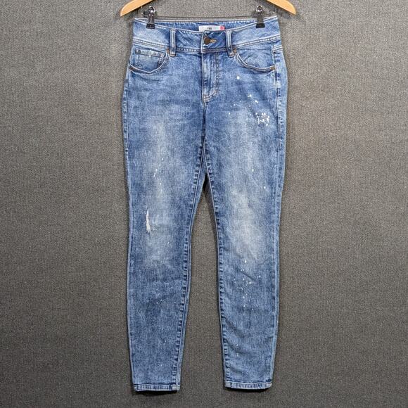 Cabi Jeans Womens 4 (Fits 29x30) Stretch Skinny Stonewash Cinch Carpenter Paint - Picture 1 of 13